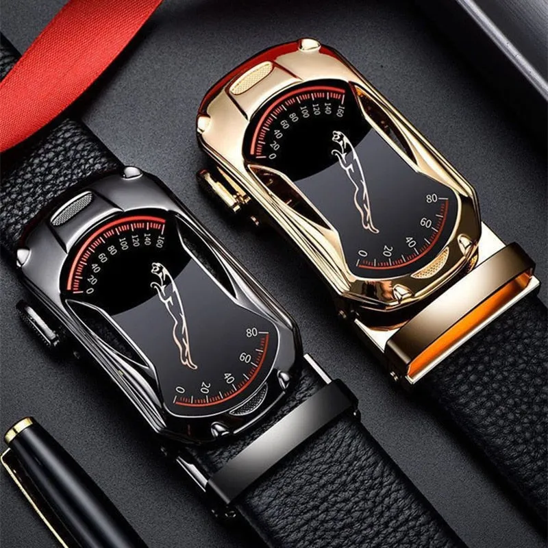 Sports Car Luxury Brand Designer Fashion Genuine Leather  Male Strap Belts