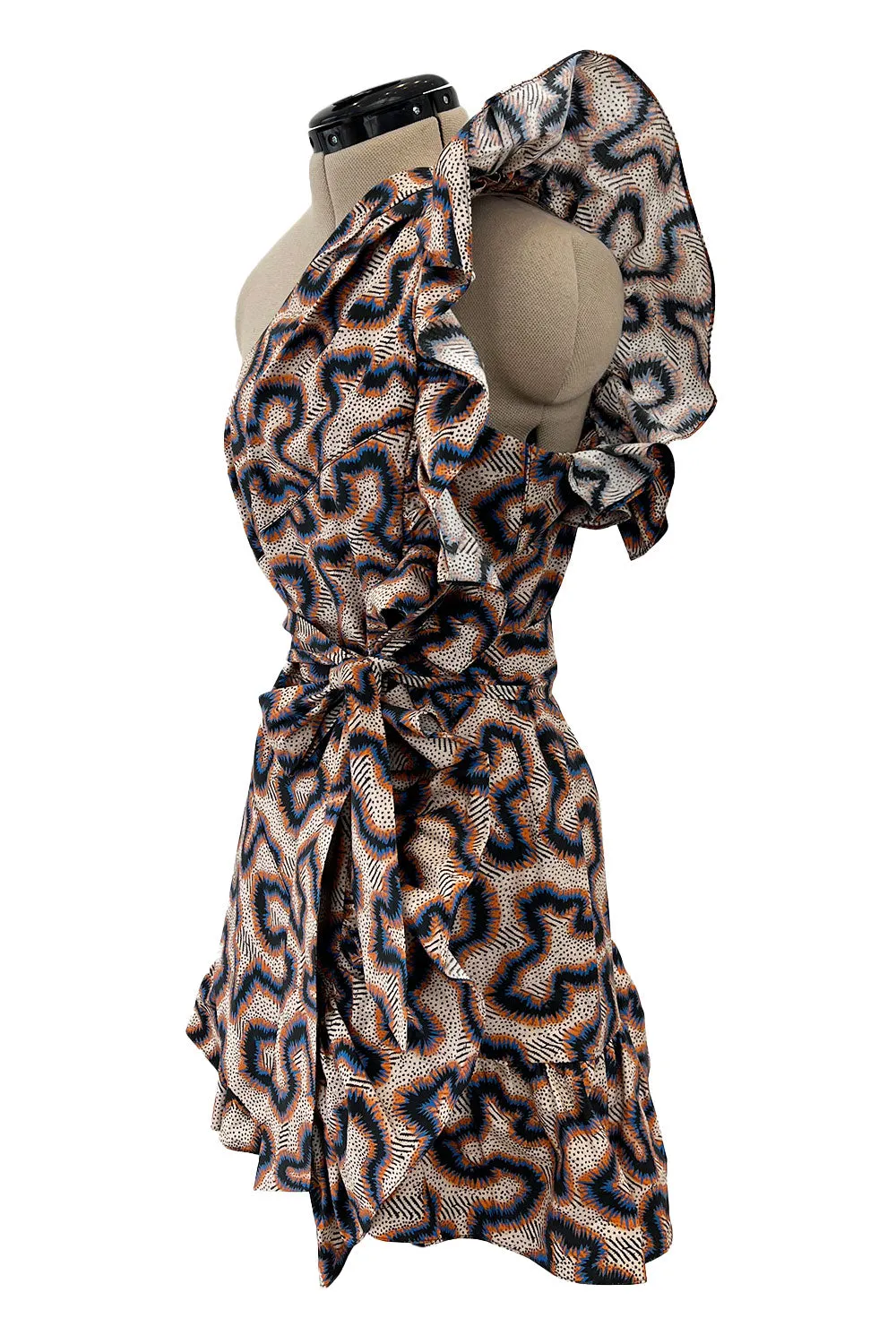 Spring 2017 Isabel Marant "Lavern" Printed One Shoulder Runway Dress w Ruffle Details