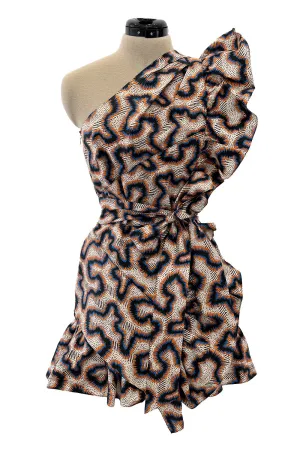 Spring 2017 Isabel Marant "Lavern" Printed One Shoulder Runway Dress w Ruffle Details