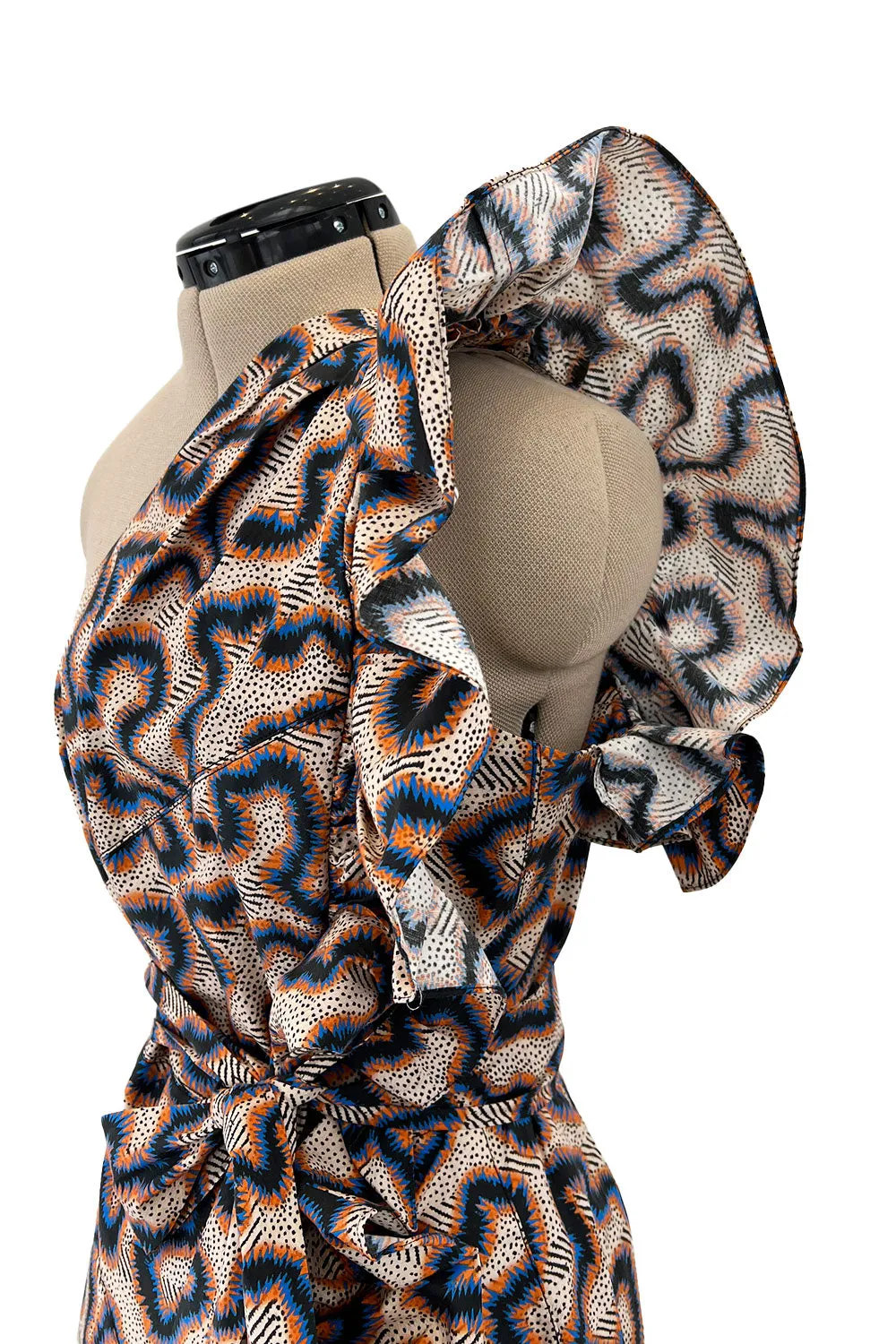 Spring 2017 Isabel Marant "Lavern" Printed One Shoulder Runway Dress w Ruffle Details