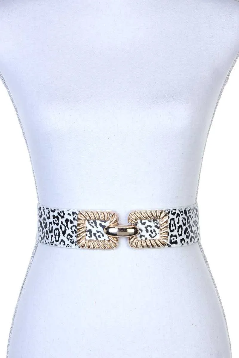 Square Metal Buckle Stretch Belt
