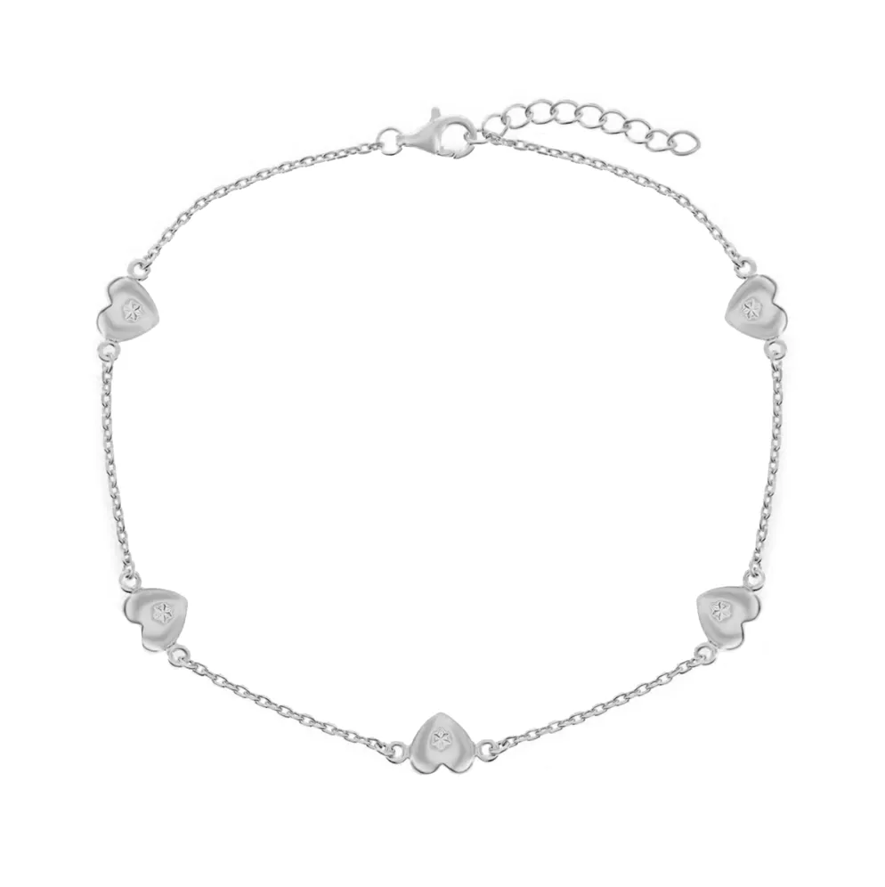 Stamped Heart Station Anklet
