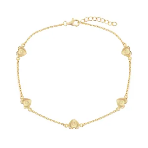 Stamped Heart Station Anklet