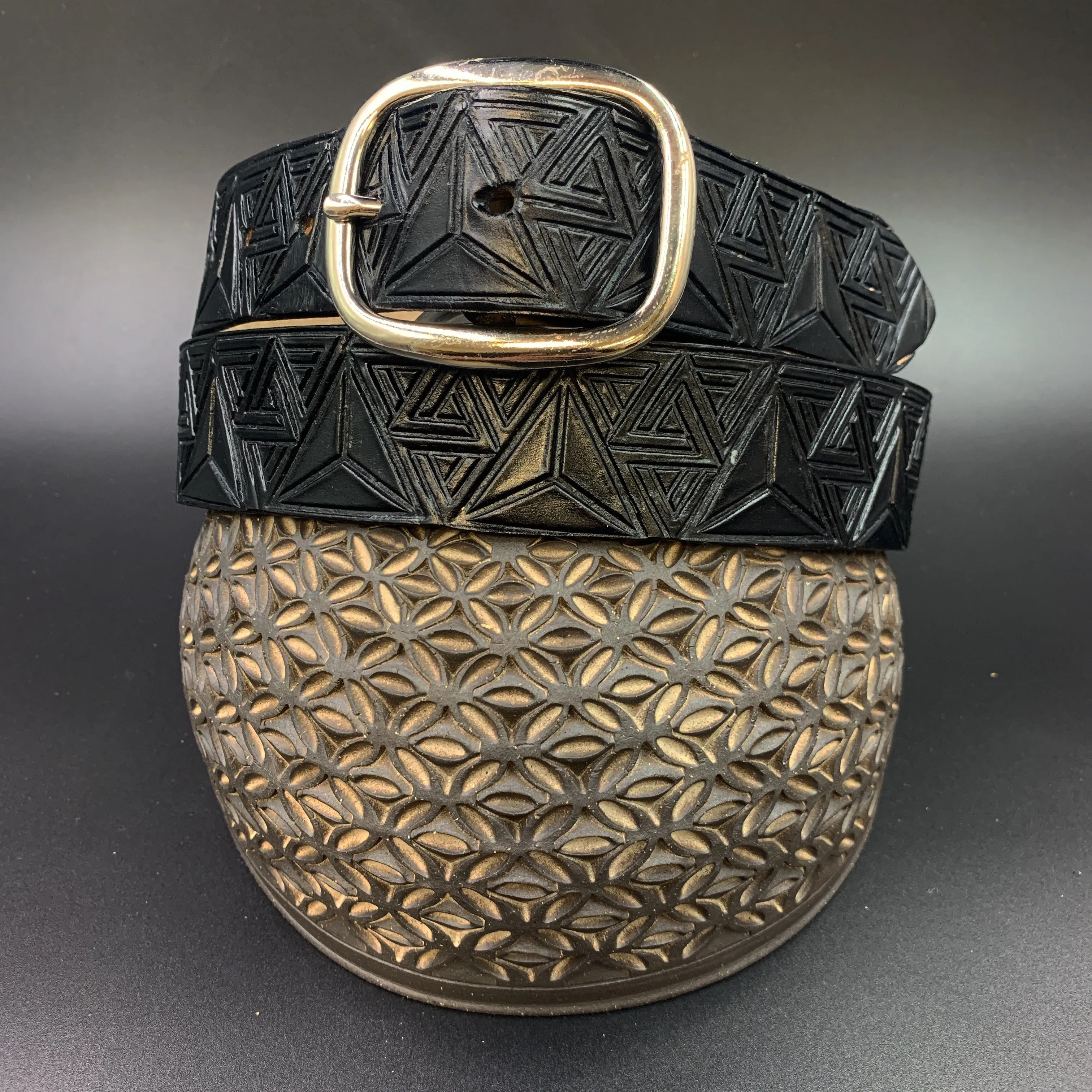 Stamped Leather Belt - STS9 Ad Explorata (Impossible Triangle)