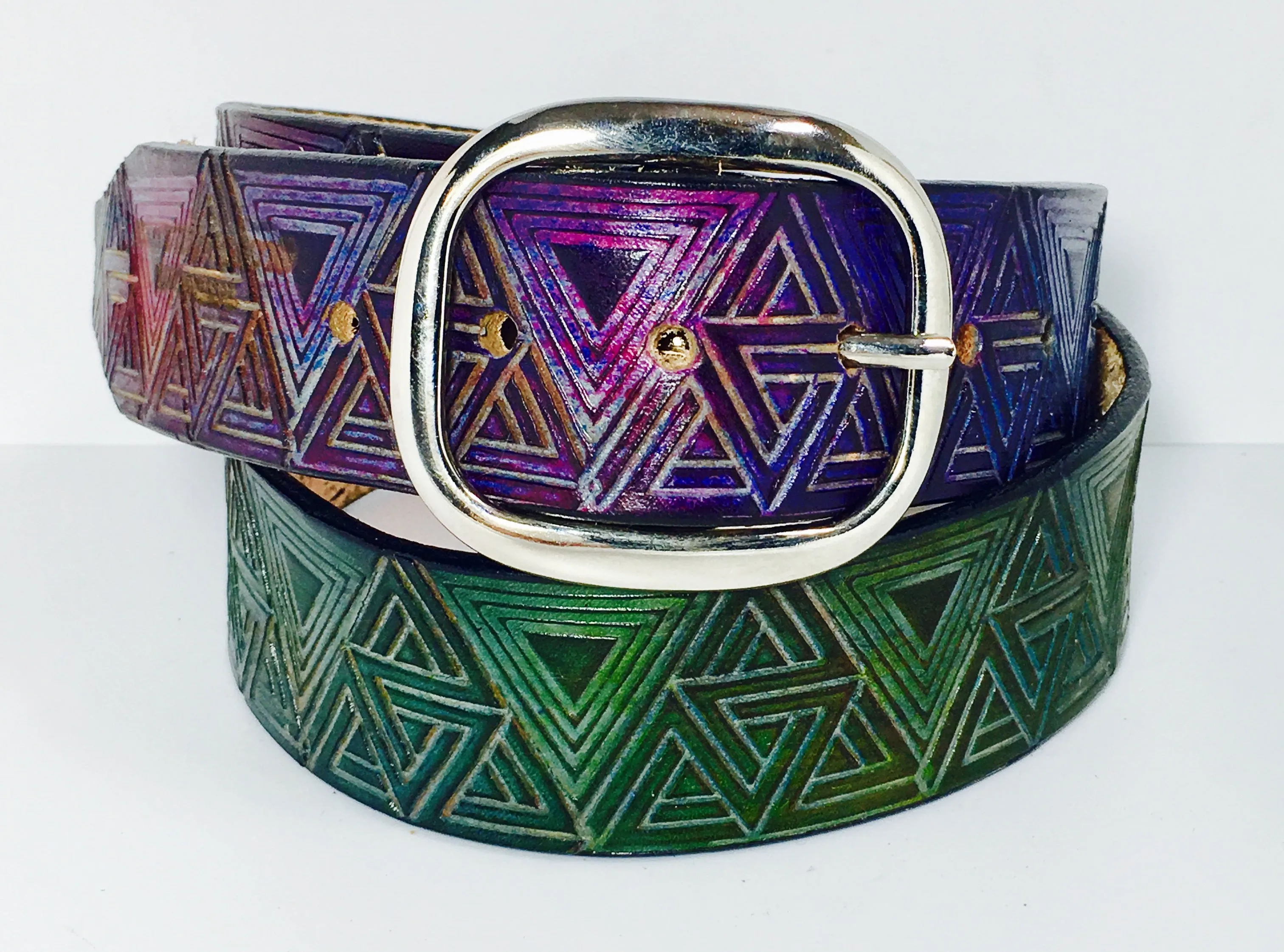 Stamped Leather Belt - STS9 Ad Explorata (Impossible Triangle)