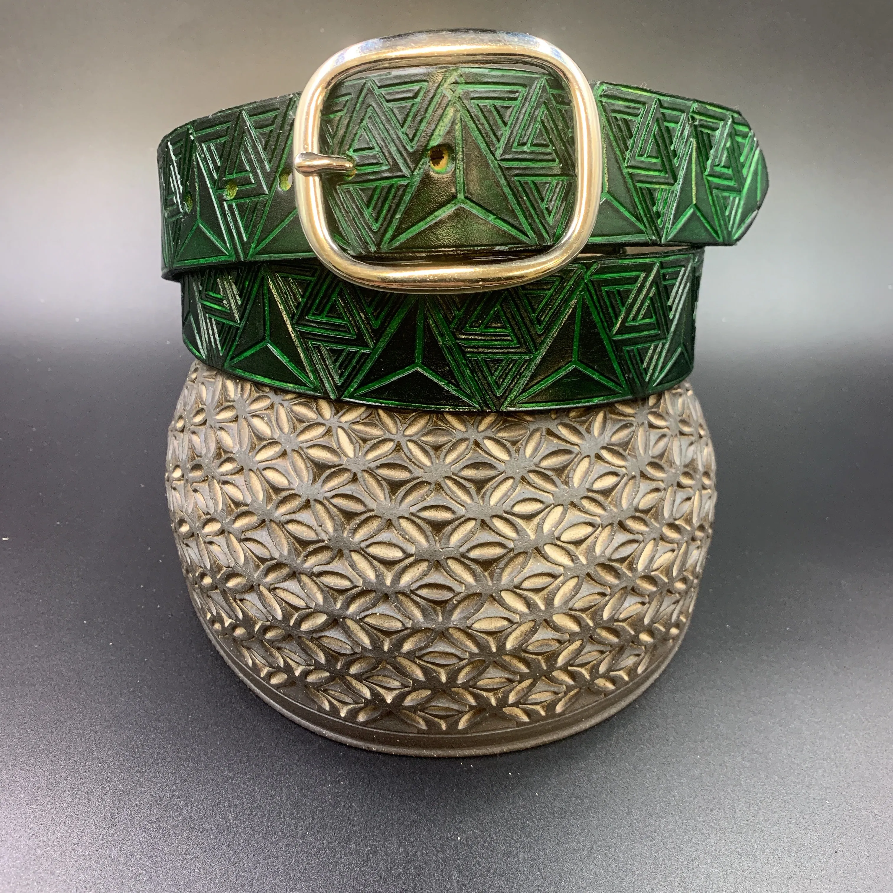 Stamped Leather Belt - STS9 Ad Explorata (Impossible Triangle)