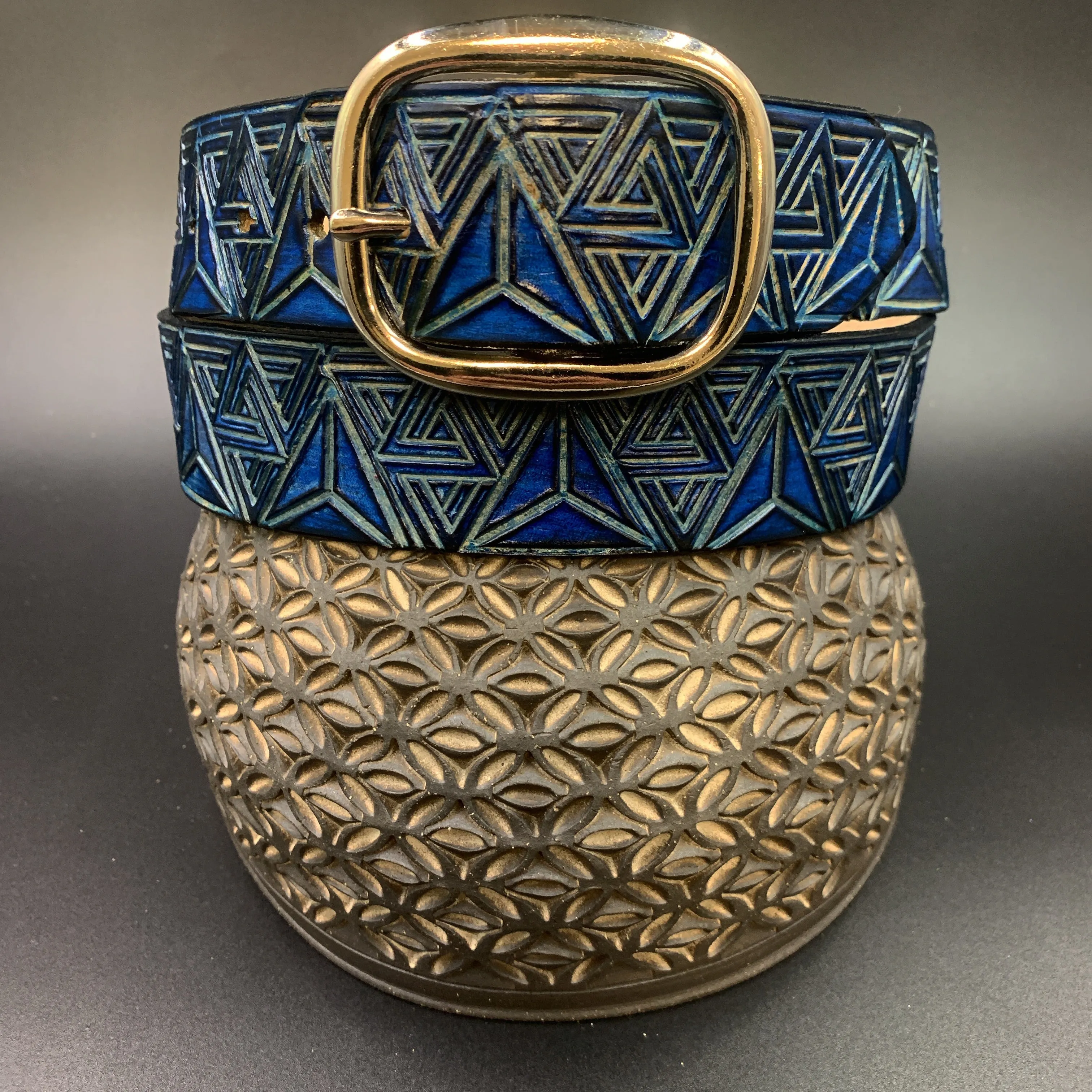 Stamped Leather Belt - STS9 Ad Explorata (Impossible Triangle)
