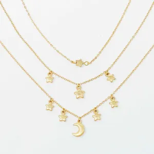 Starred Up Chain Anklet, Set of 3
