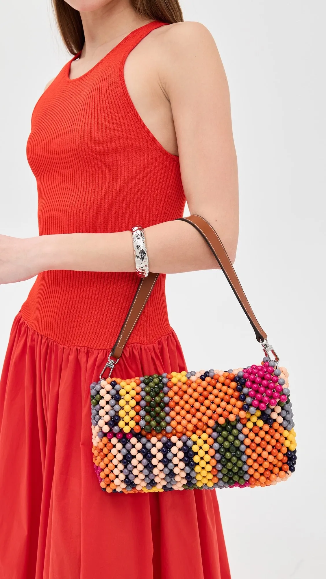 STAUD TIMMY BEADED SHOULDER BAG