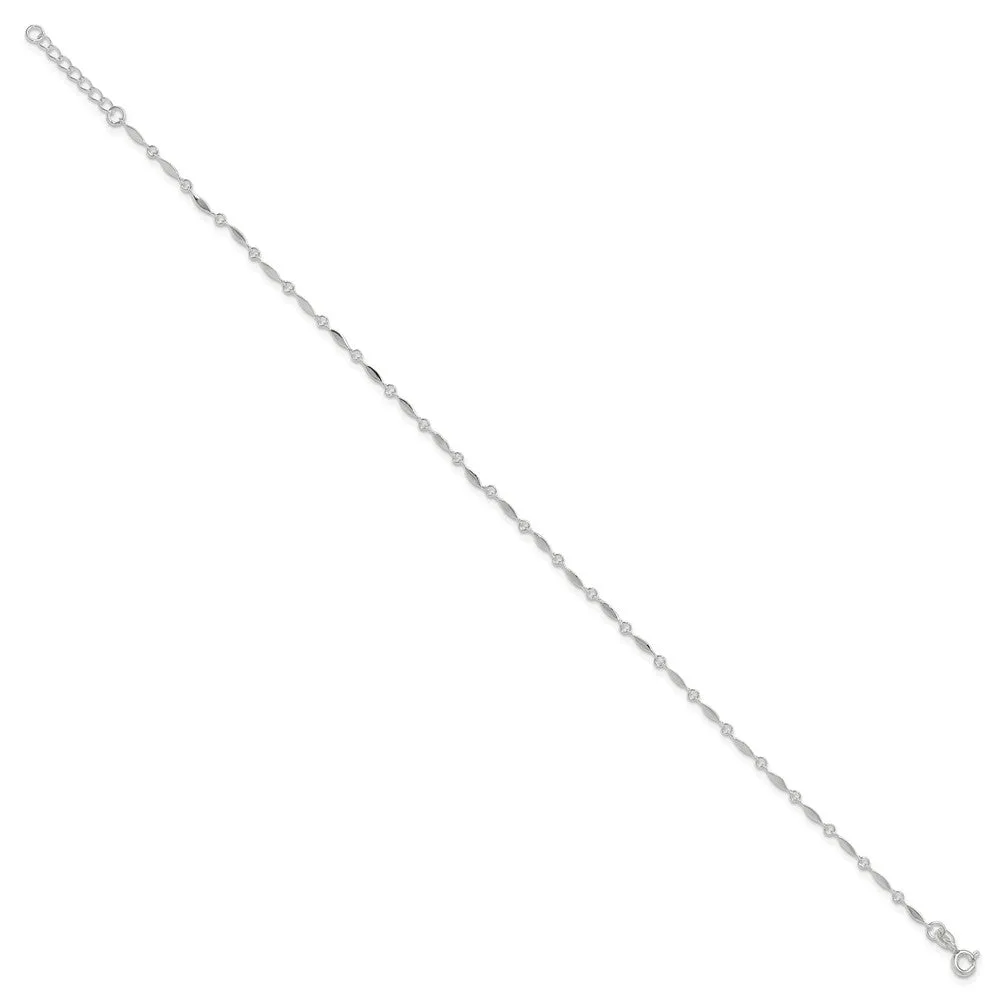 Sterling Silver 10in Plus1in ext. Anklet