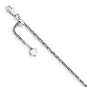 Sterling Silver 1.45mm D/C 11in Adjustable Wheat Chain