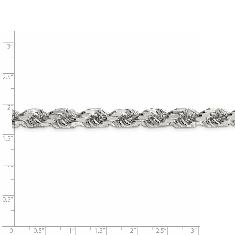 Sterling Silver 8mm Diamond-cut Rope Chain