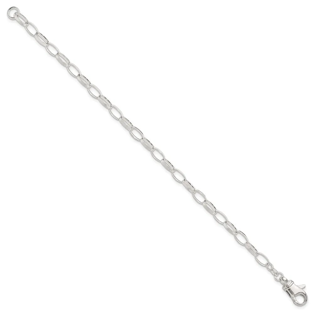 Sterling Silver 9inch Solid Polished Fancy Link Anklet