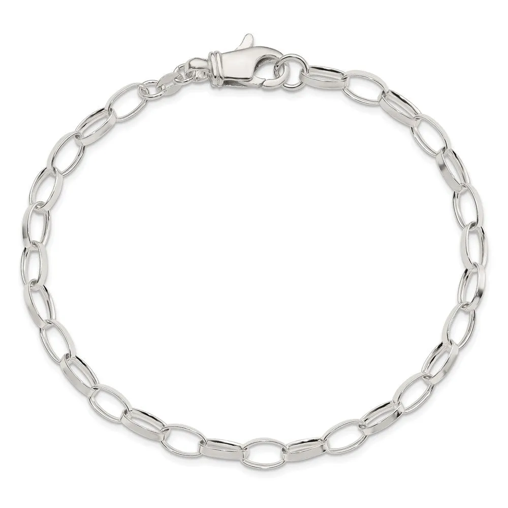 Sterling Silver 9inch Solid Polished Fancy Link Anklet