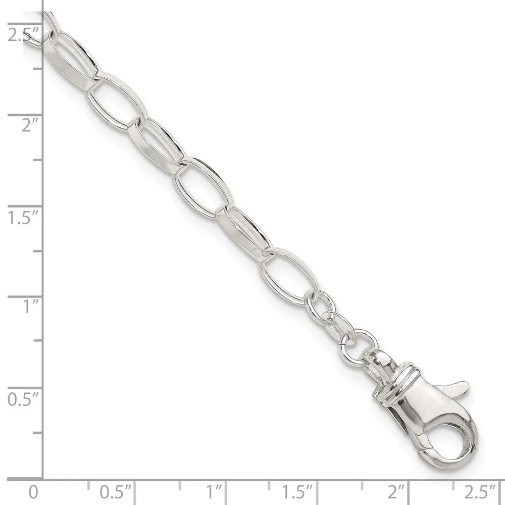 Sterling Silver 9inch Solid Polished Fancy Link Anklet