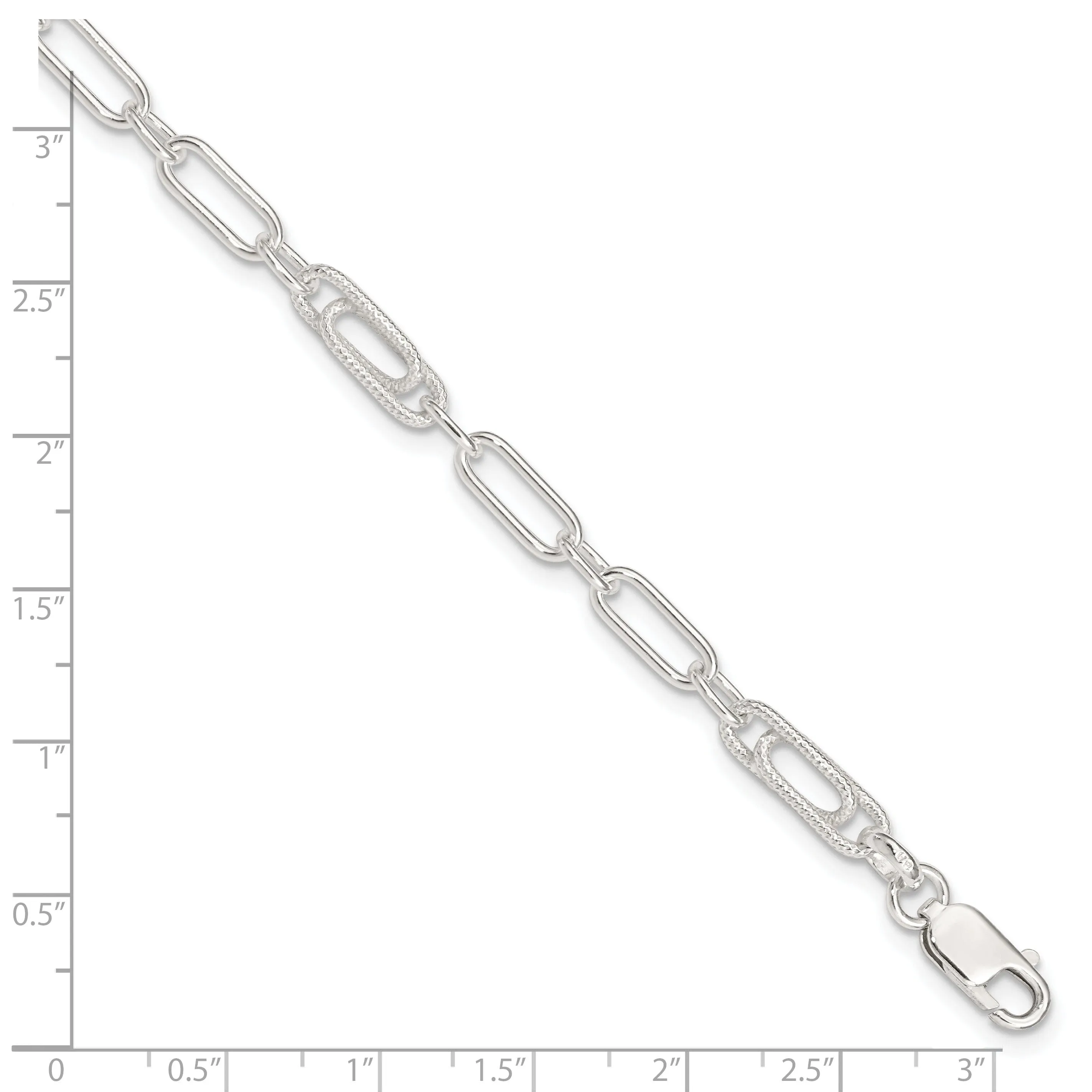 Sterling Silver Fancy Link Anklet