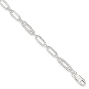 Sterling Silver Fancy Link Anklet