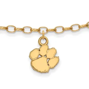 Sterling Silver Gold-plated Clemson University Tiger Paw 9 inch Anklet
