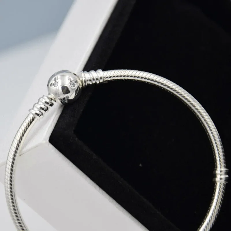 Sterling Silver Minnie Mouse Smooth Chain Ankle Bracelet - 925