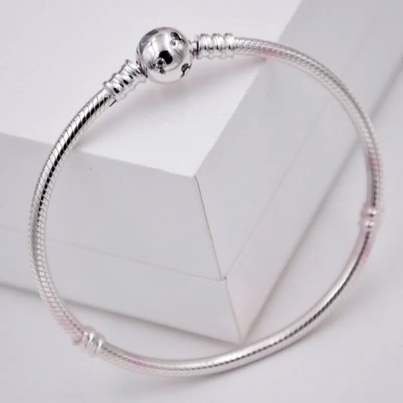 Sterling Silver Minnie Mouse Smooth Chain Ankle Bracelet - 925