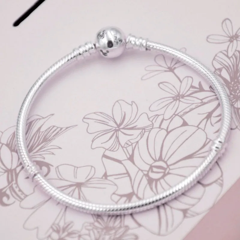 Sterling Silver Minnie Mouse Smooth Chain Ankle Bracelet - 925