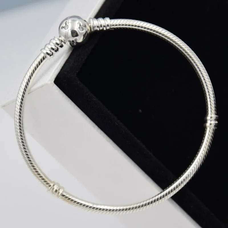 Sterling Silver Minnie Mouse Smooth Chain Ankle Bracelet - 925