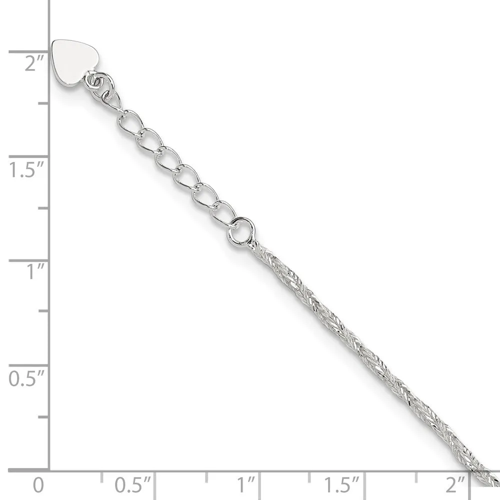Sterling Silver Polished 9in Plus 1in ext. Anklet