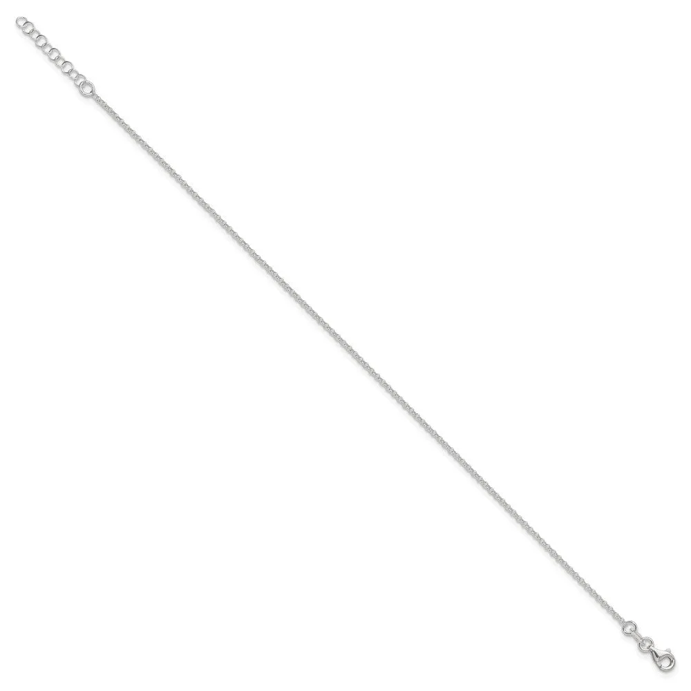 Sterling Silver Polished Rolo Chain with 1in ext. Anklet