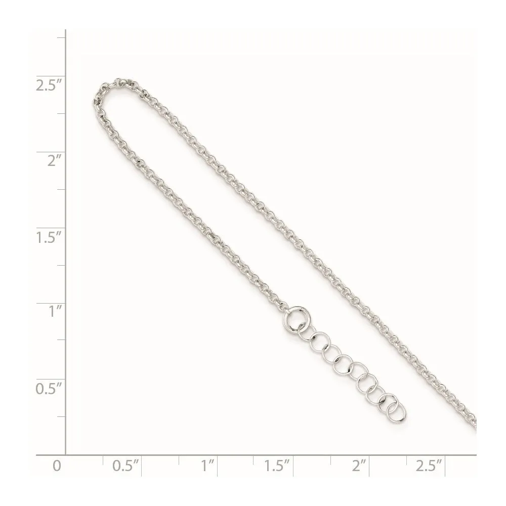 Sterling Silver Polished Rolo Chain with 1in ext. Anklet