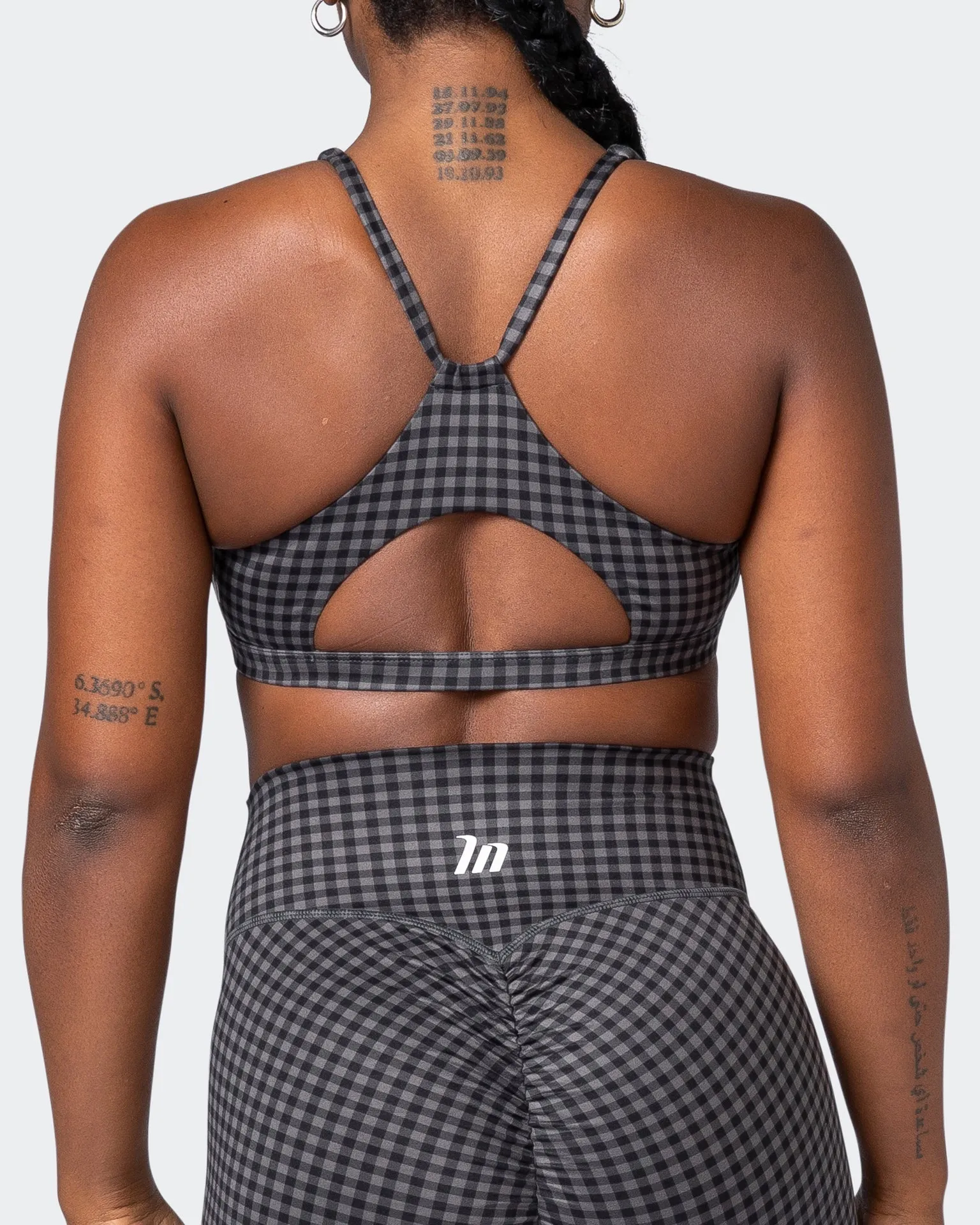 Stride Bralette - Monochrome Check Print
