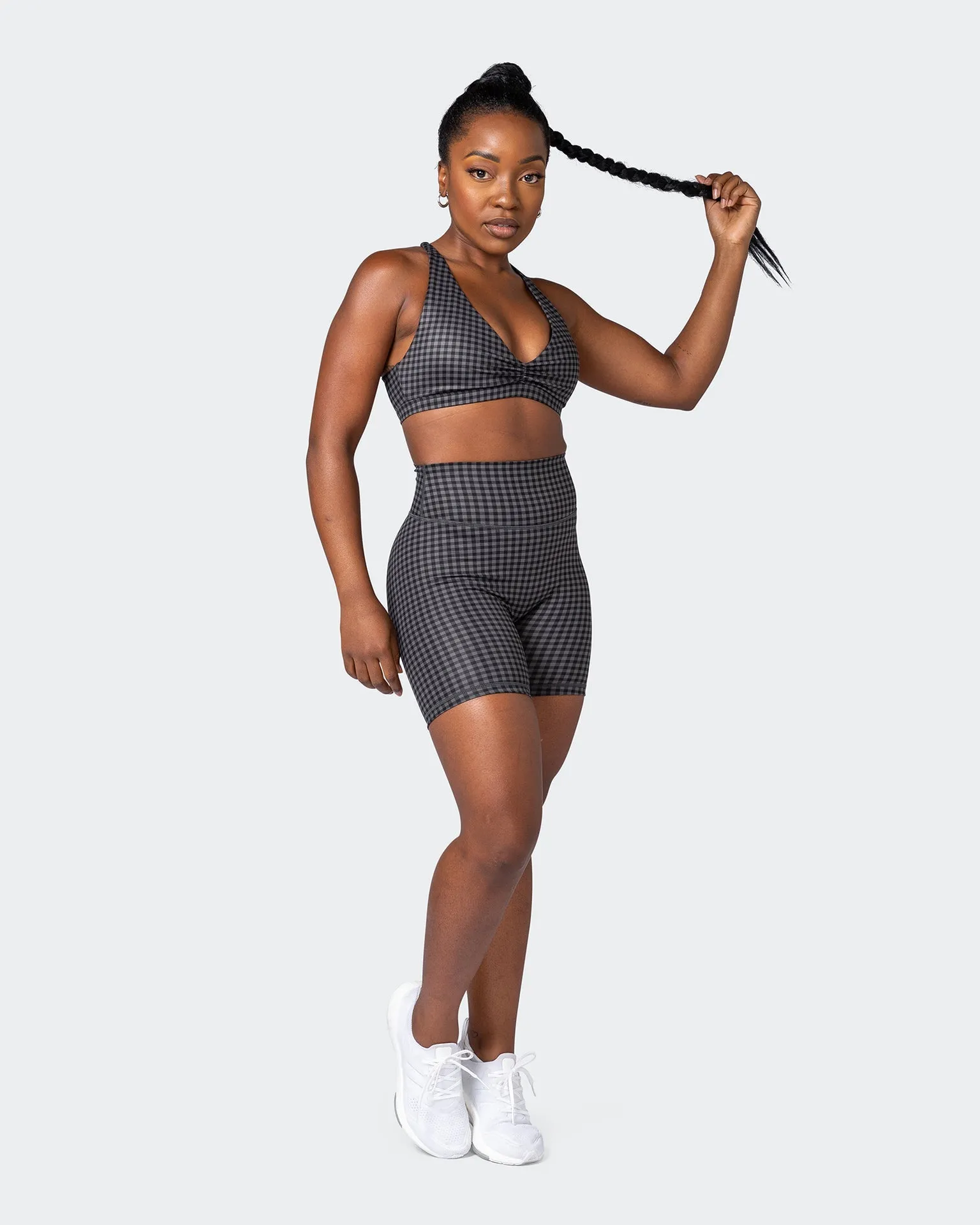 Stride Bralette - Monochrome Check Print