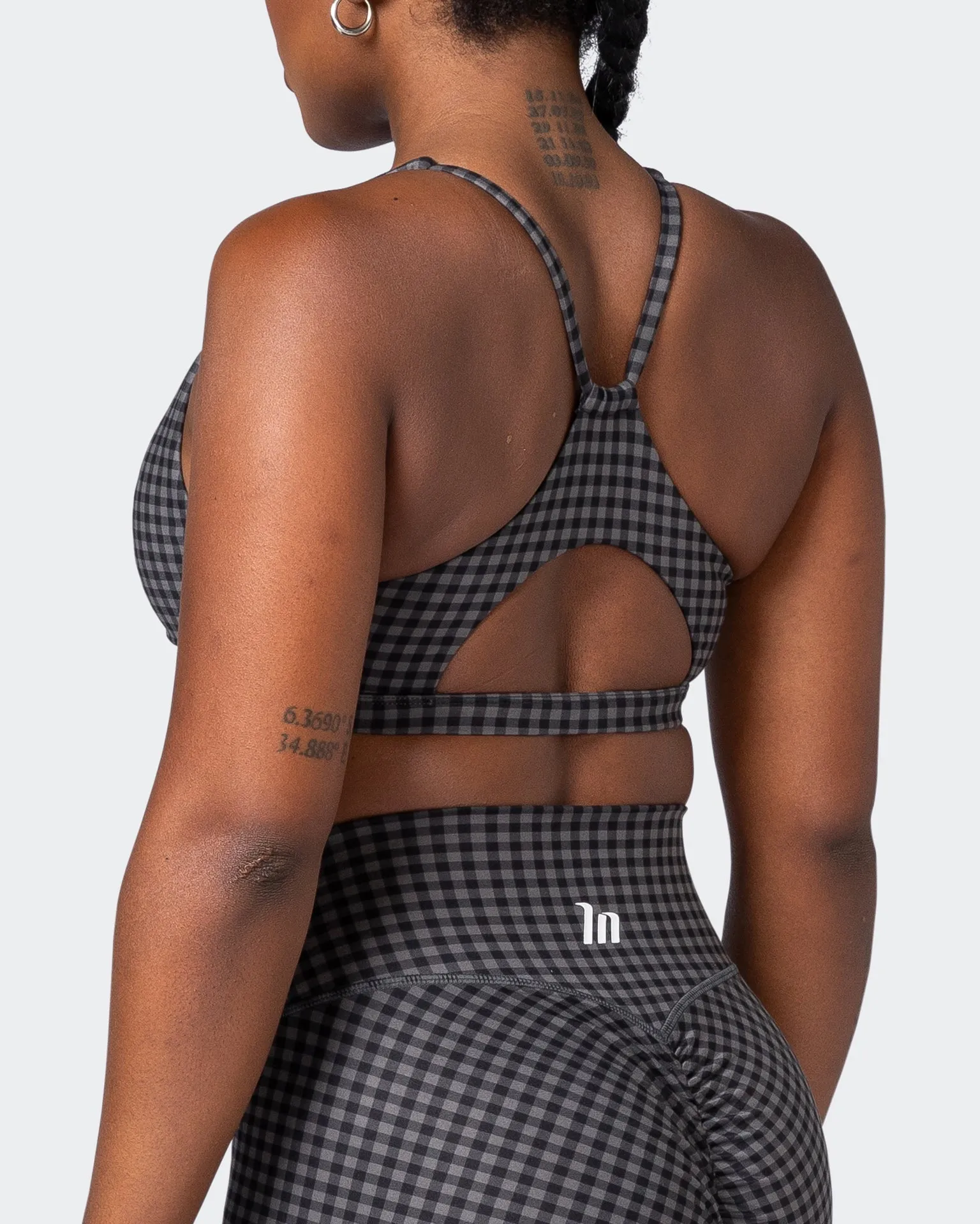 Stride Bralette - Monochrome Check Print