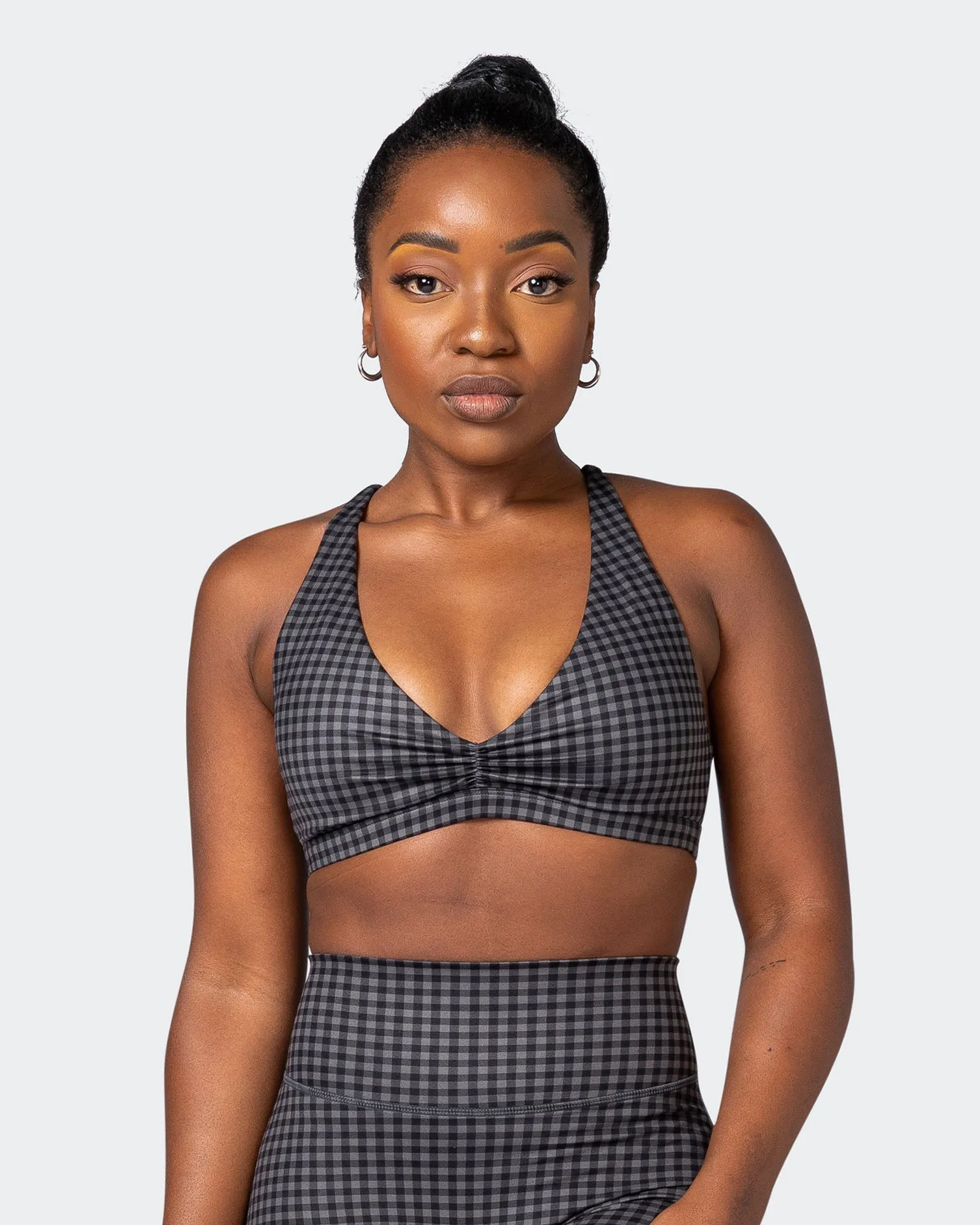 Stride Bralette - Monochrome Check Print