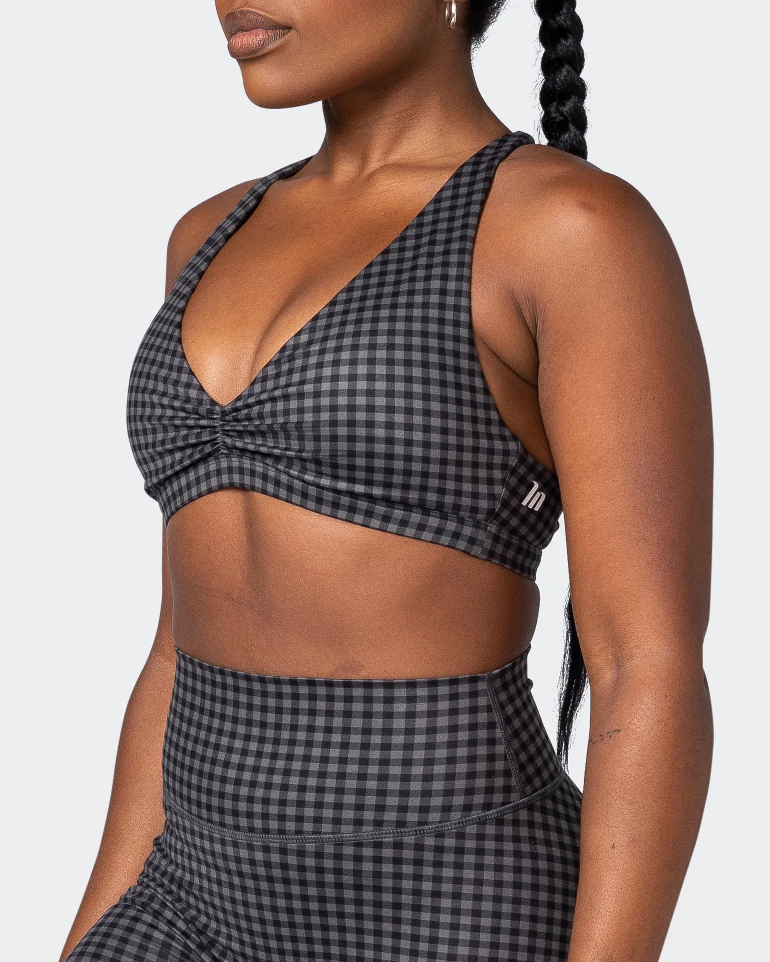 Stride Bralette - Monochrome Check Print