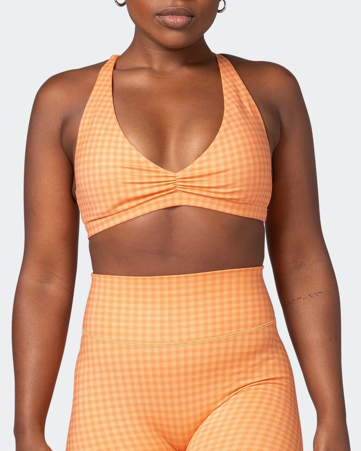 Stride Bralette - Peaches And Cream Check Print