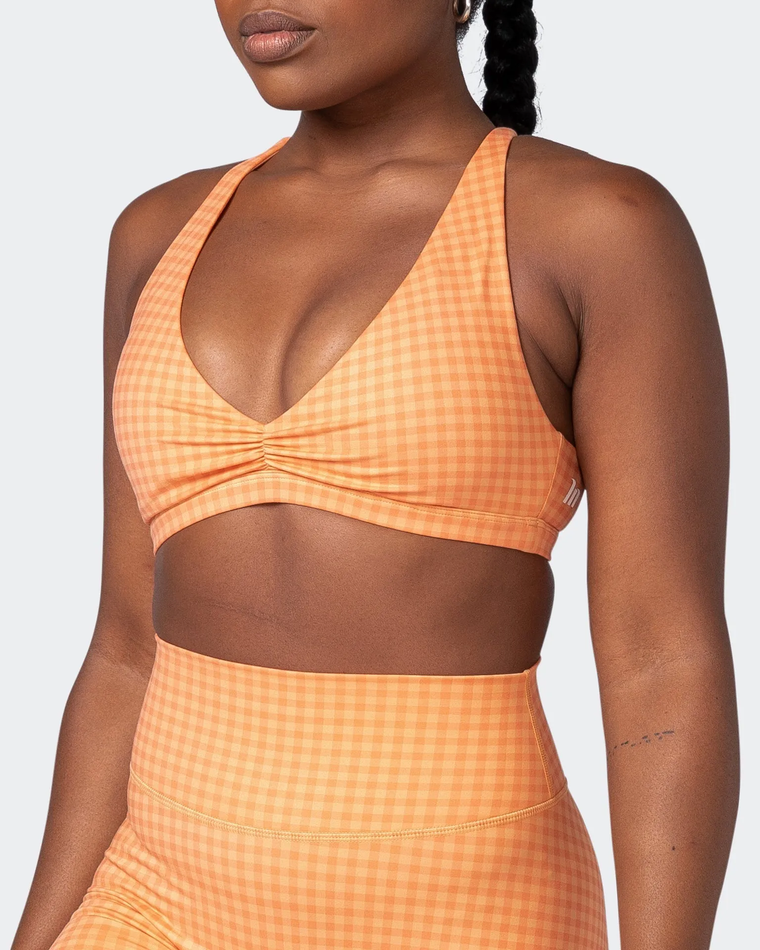 Stride Bralette - Peaches And Cream Check Print