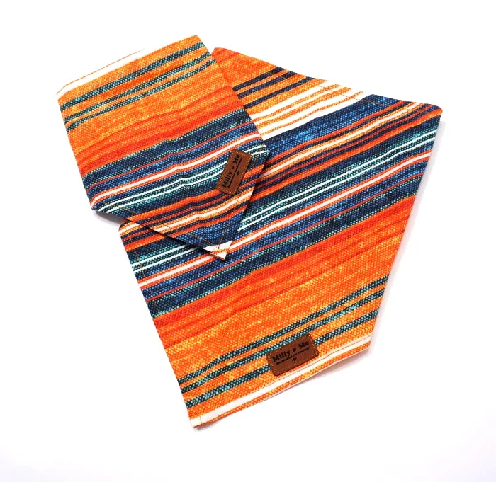 Stripes Orange Navy Teal - Pet Bandana