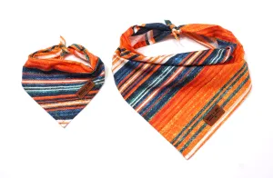 Stripes Orange Navy Teal - Pet Bandana