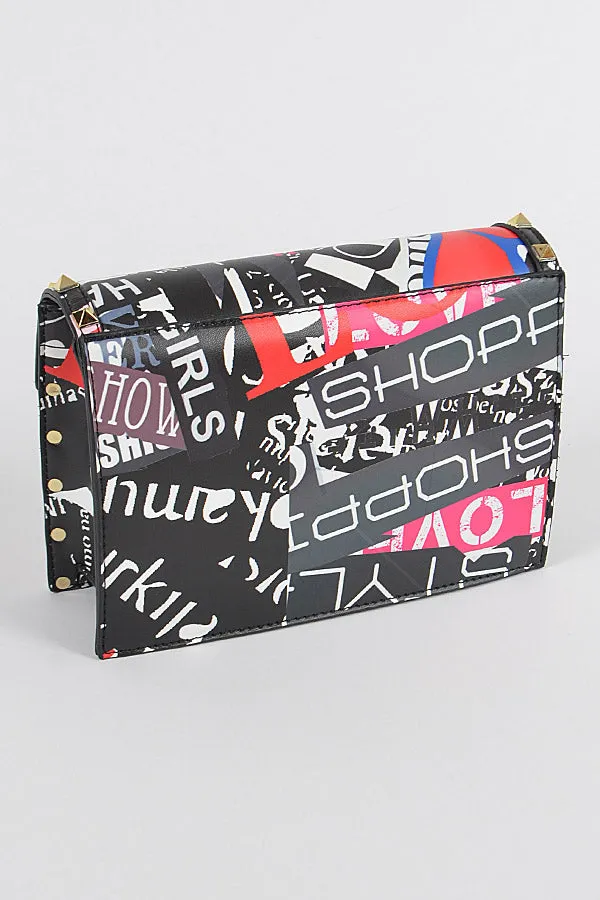 Studded Graffiti Bag- Black