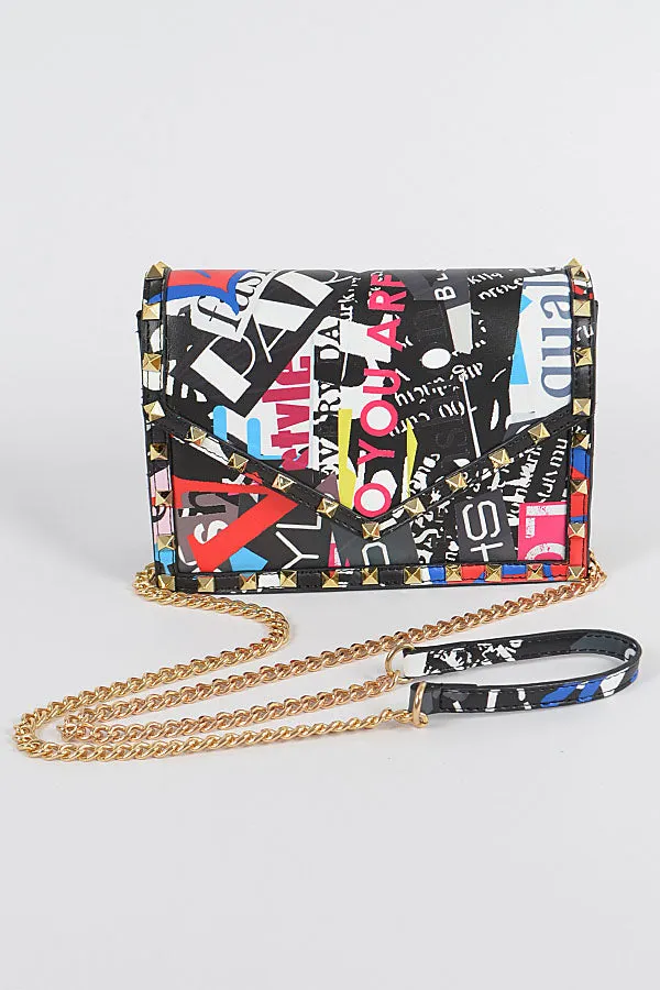 Studded Graffiti Bag- Black
