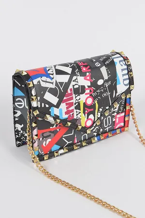 Studded Graffiti Bag- Black