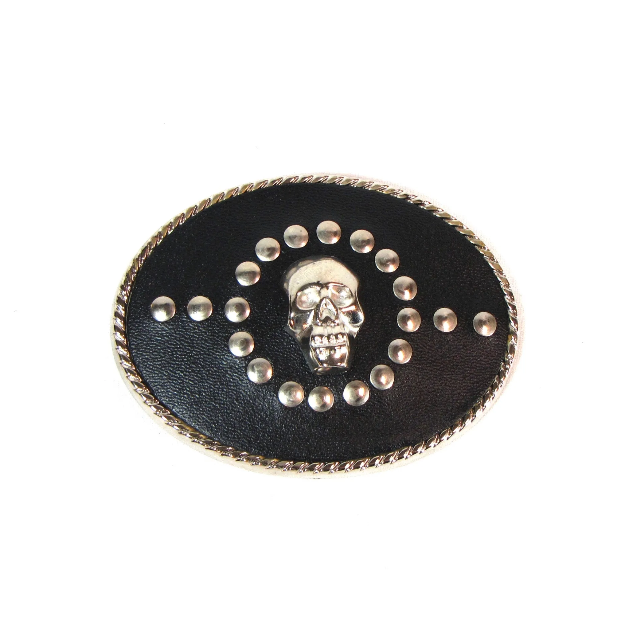 Studded Leather Buckle w/ Skull