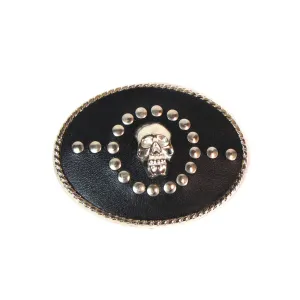 Studded Leather Buckle w/ Skull