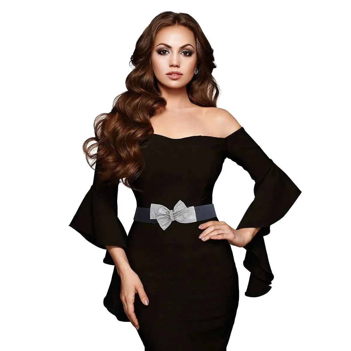 Style Over Sparkling Bows Stretch Ladies Belt