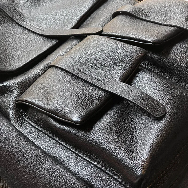 Stylish Full Grain Leather Backpack Natural Cow Leather Travel Backpack Women Leather School Backpack TSM1931