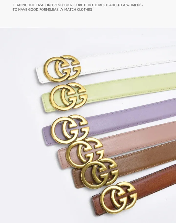 Stylish Women's Business Belt with Decorative Alloy Letter Button