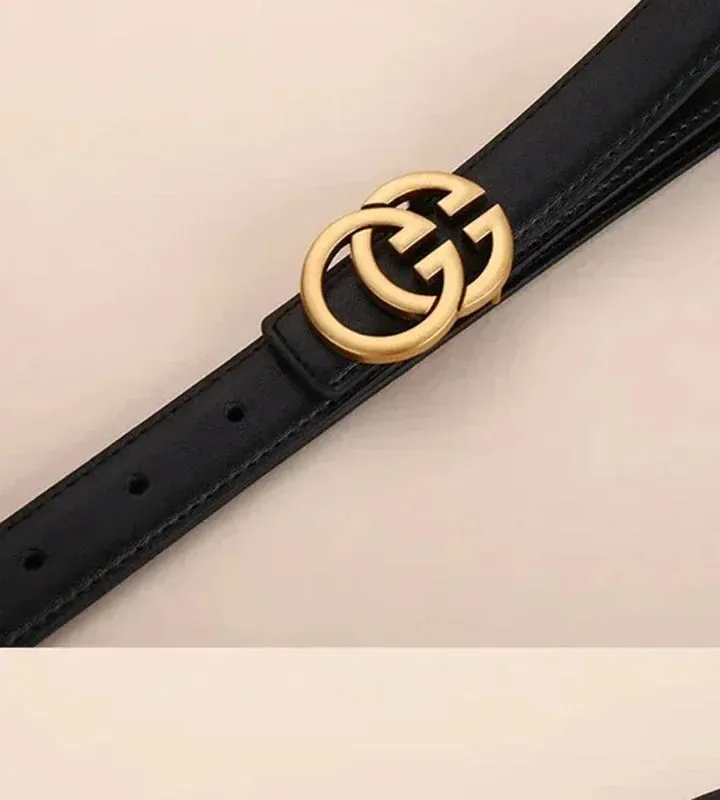 Stylish Women's Business Belt with Decorative Alloy Letter Button