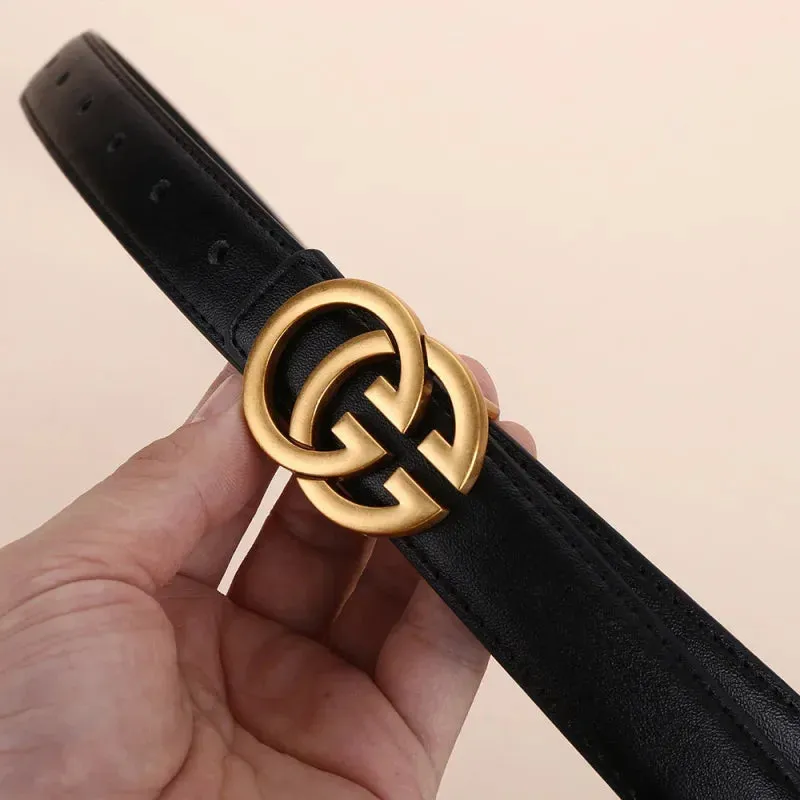 Stylish Women's Business Belt with Decorative Alloy Letter Button
