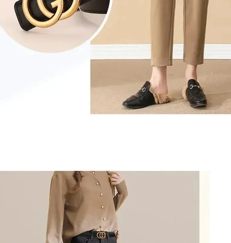 Stylish Women's Business Belt with Decorative Alloy Letter Button