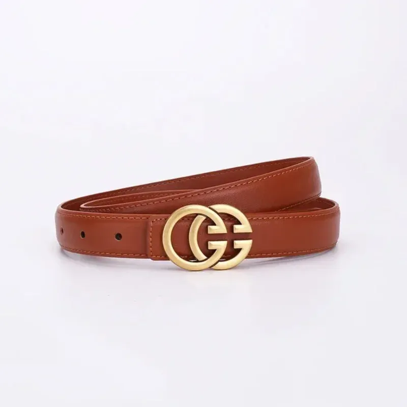 Stylish Women's Business Belt with Decorative Alloy Letter Button